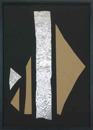 Code I, 2016, Papier, Aluminiumfolie auf Karton, 70 x 50 cm
